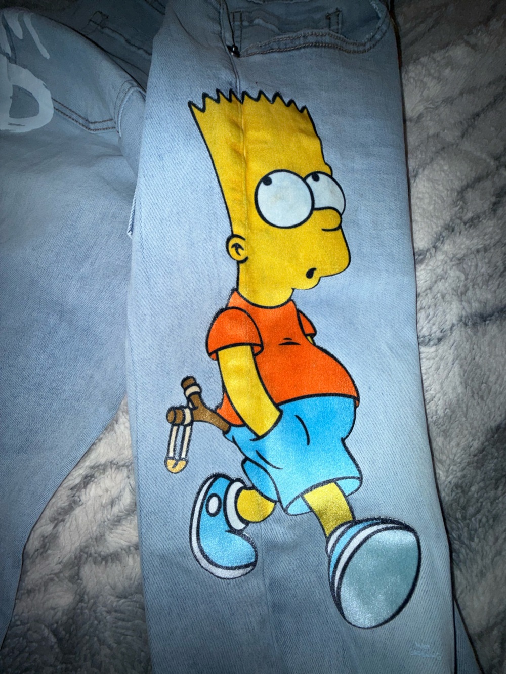 Kids Light Blue Jeans with Bart Simpson Graphic